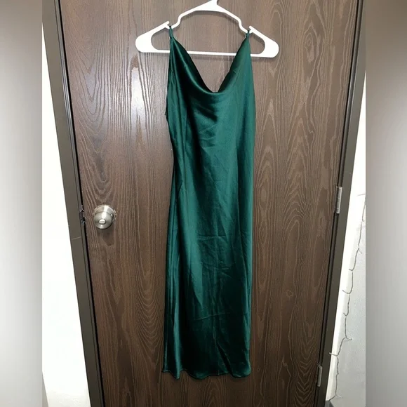 knee length dresses for ladies Aspen Midi Dress - Deep Red Satin Slip Dress main image 0